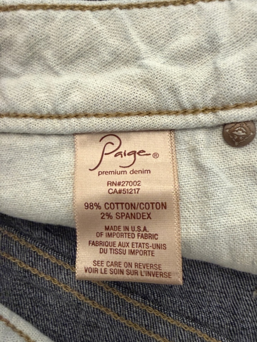 PAIGE Dark Indigo Frayed Hem Jean Shorts - Picture 9 of 9